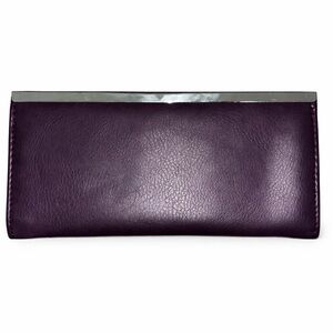 Safe Keeper Purple Leather Clutch with Silver Accent